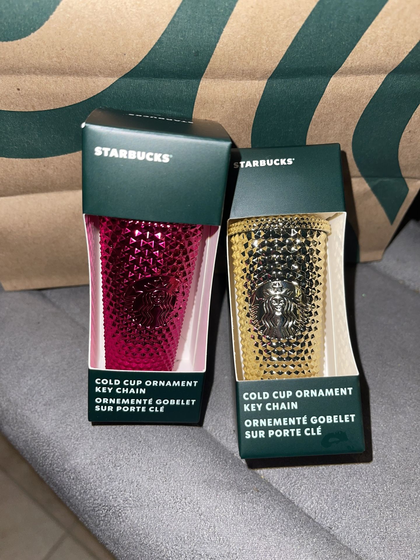 Starbucks keychain Cup Gold And Sangria