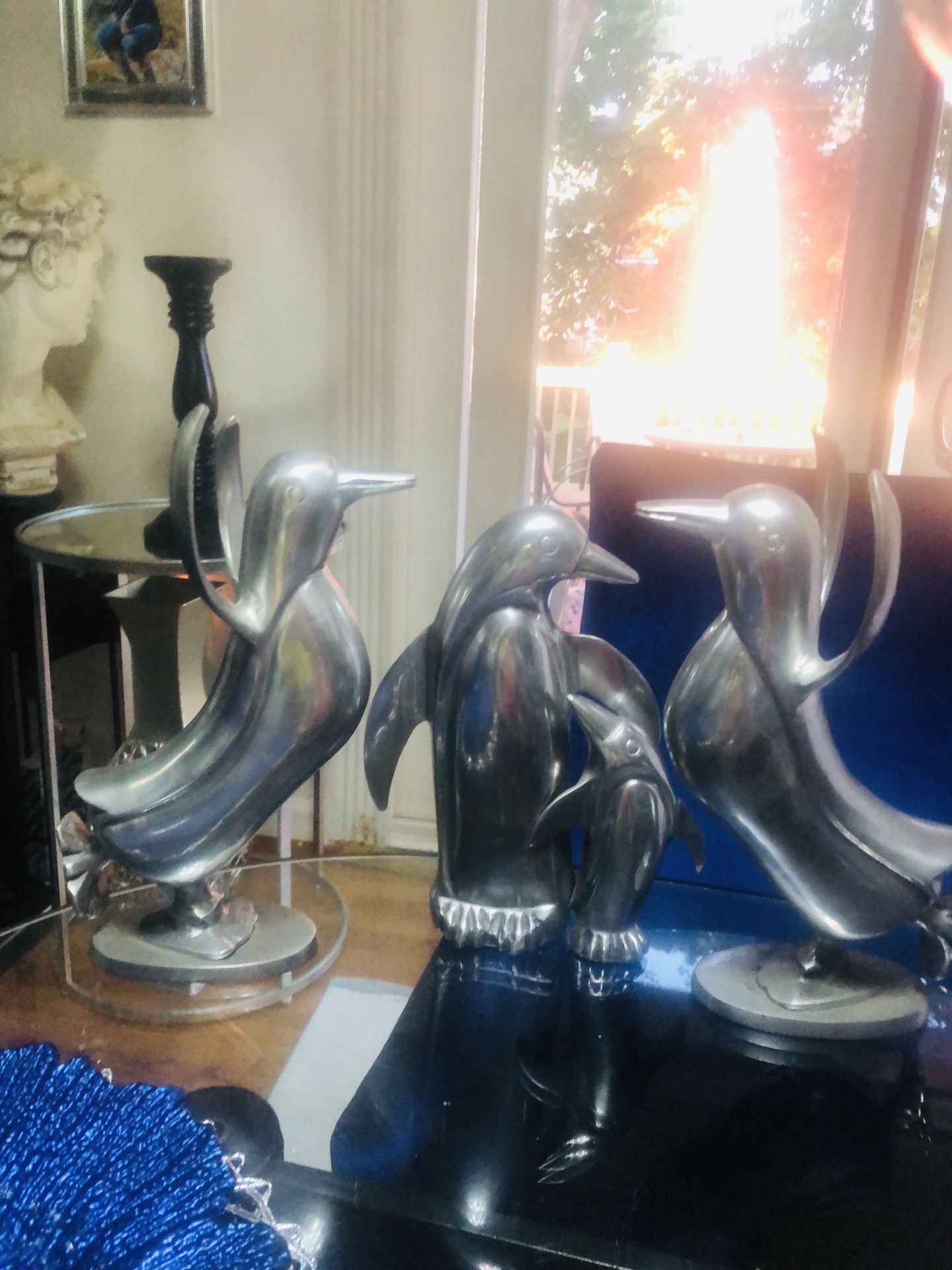 Silver 3 piece penguin decorative decor