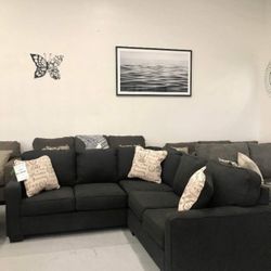 Comfy L Shaped Black Couch Sectional☀️ Living Room Set/ Sofa🤩