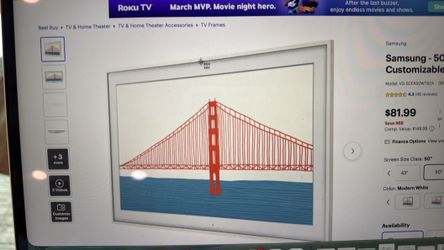 Samsung 50” Frame TV bezel -Modern White