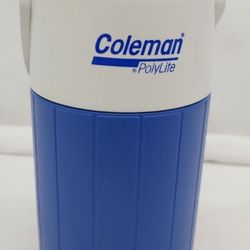 Coleman Polylite vintage 5596 1/2 Gallon Water Jug Cooler Thermos Blue &white