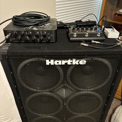 Dark Glass Amp W/4x10 HARTKE CAB And SANs Amp