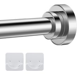 Shower Curtain Rod 32-53 Inches,1 Inch Diameter No Drilling Adjustable Spring Tension Curtain Rod,Stainless Steel Shower Rods for Bathroom,Anti-Slip, 