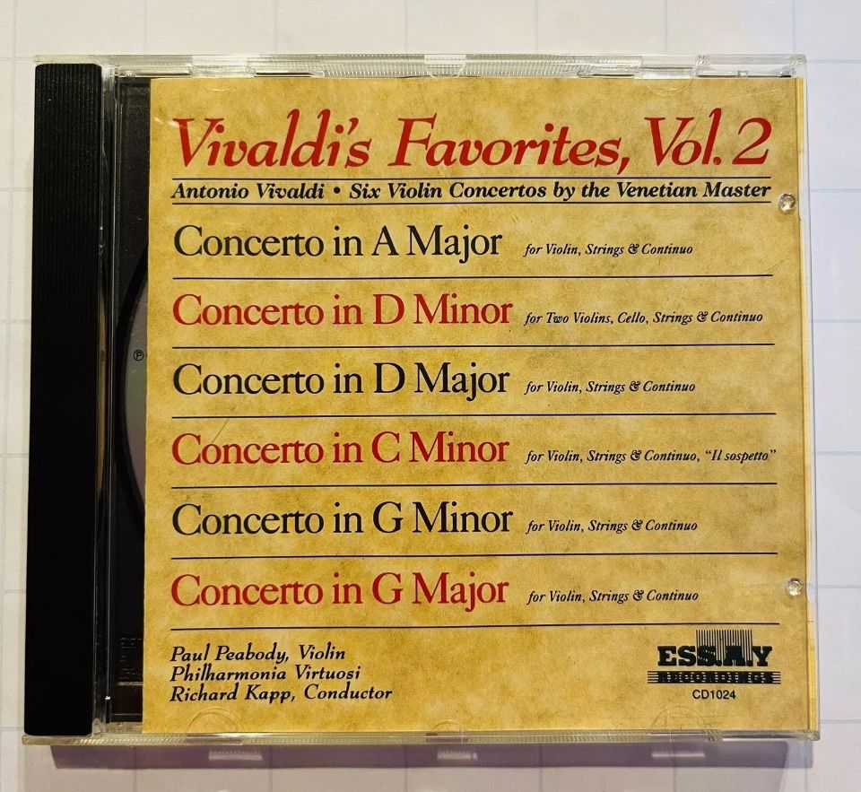 Antonio Vivaldi:Vivaldi’s Favorites, Vol.2 CD(1993) Six Violin Concertos-