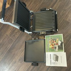 George Foreman GRP100 Removable Plates Nonstick Plate and Manuals EUC TESTED