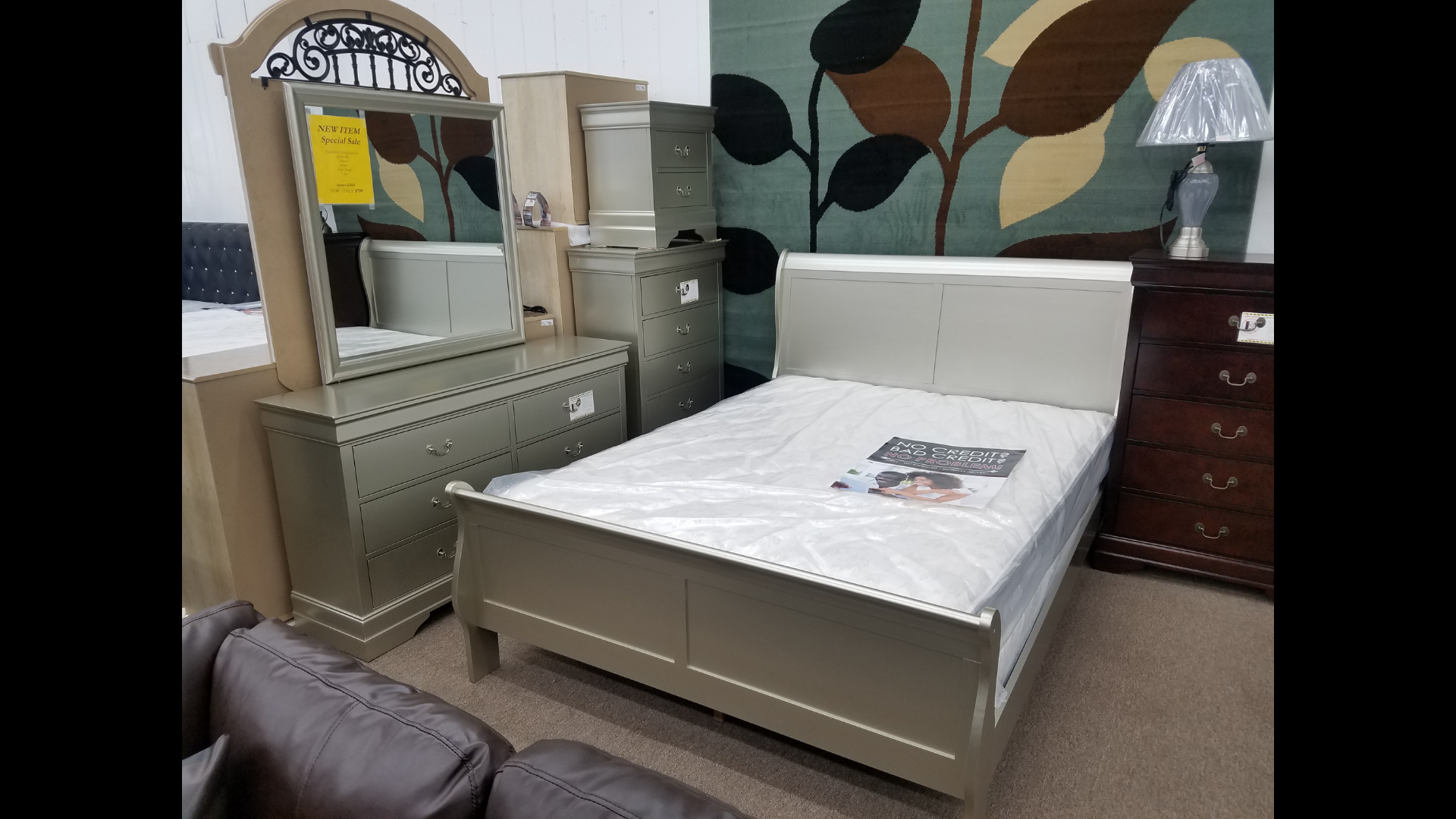 Brand-new champagne color queen size bedroom set complete