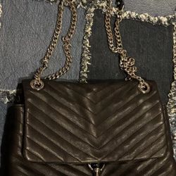 EDIE Flap Shoulder QUILTED Black Crossbody Leather Rebecca Minkoff Handbag Purse