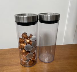 2 Starbucks Coffee Bean Airtight Clear Plastic Storage Canister (2010)