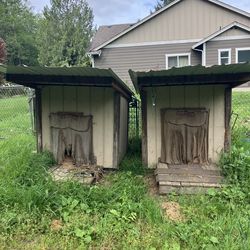 TWO LARGE DOGHOUSES