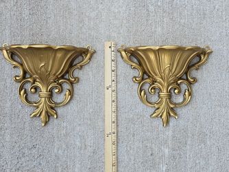 ✨️VINTAGE ✨️HOLLYWOOD REGENCY STYLE ✨️GOLD FRENCH PROVINCIAL STYLE✨️ SET (PAIR) of 1962 HOME INTERIORS AND GIFTS/HOMCO/SYROCO ~Gold Fleur-de-