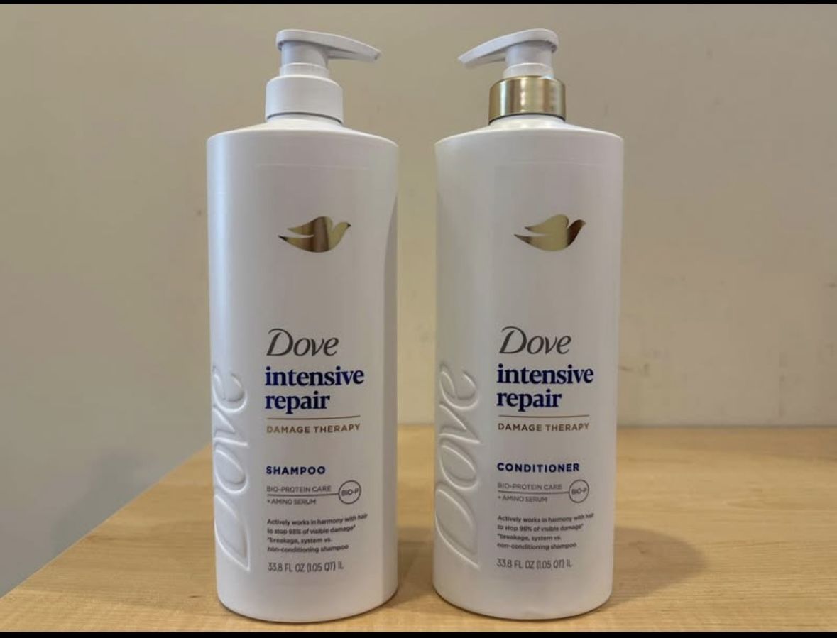 Large 33.8 oz Dove shampoo and conditioner: 2 for $13