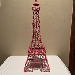 24” Pink Metal Eiffel Tower Sculpture