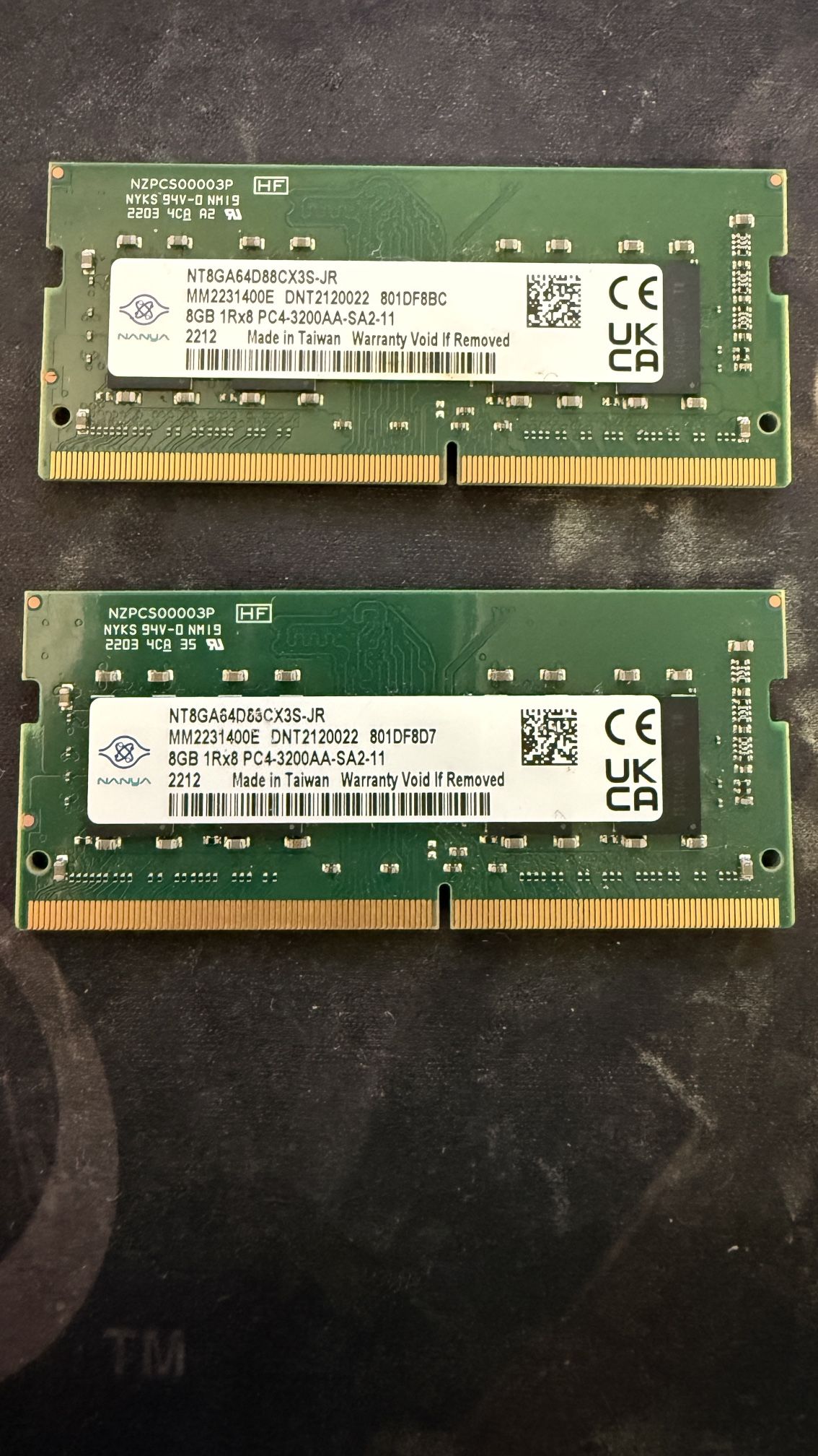 2x8GB 16GB PC4-3200 Laptop DIMM | NANYA NT8GA64D88CX3S