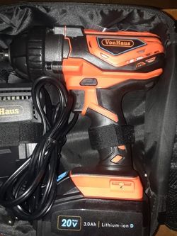 VONHAUS 20 Volt Half Inch Drive Impact Wrench Kit With 3:00 Amp