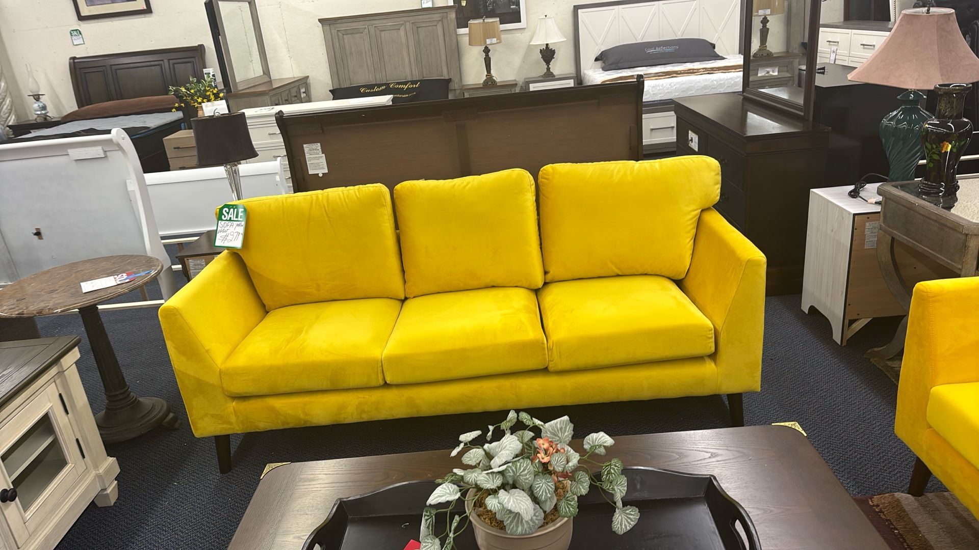 Velvet Yellow Couch