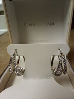 CHRISTINA  GENUINE CRYSTAL  HOOP  EARRINGS 