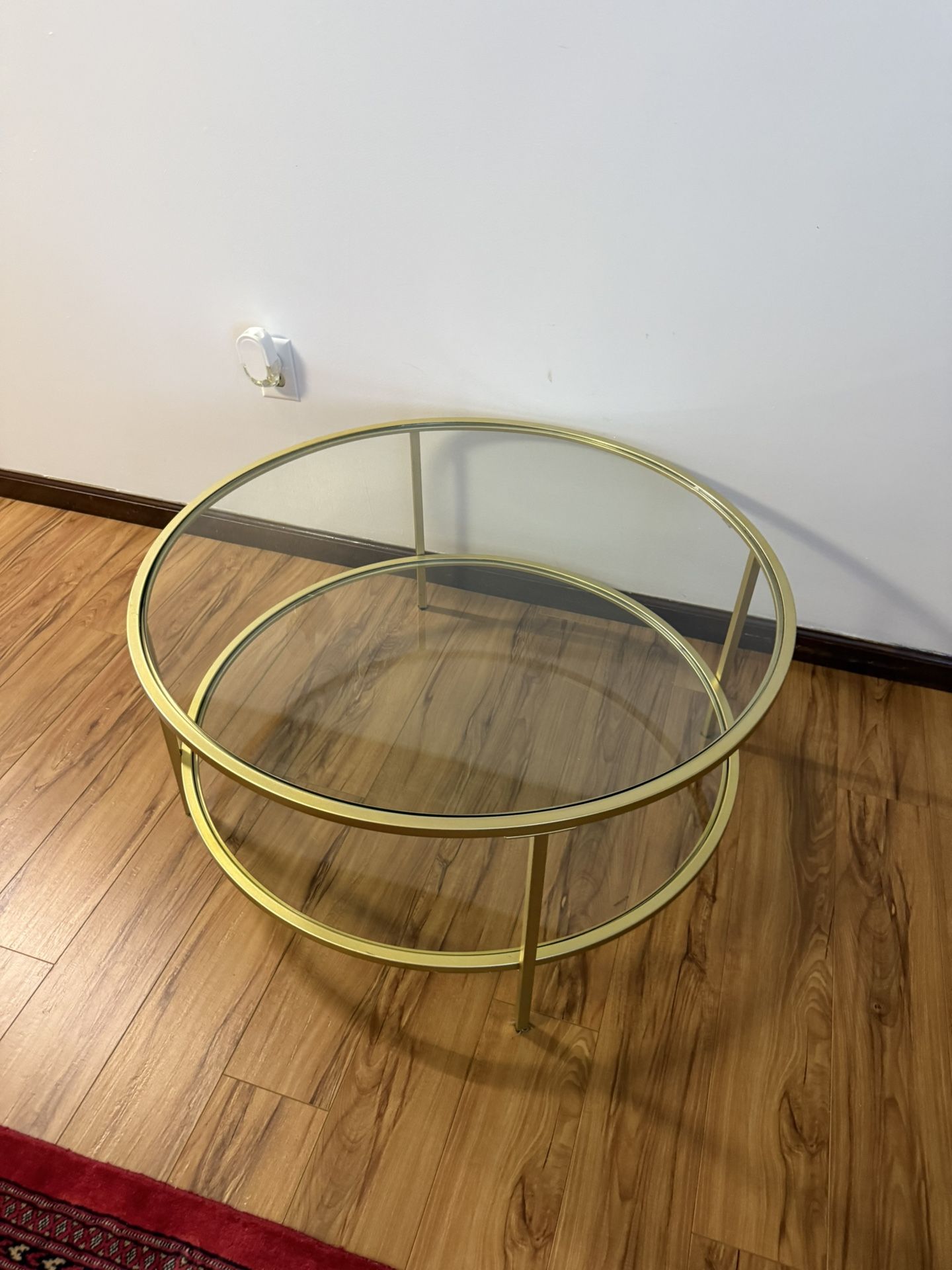 Sivil Round Coffee Table with Glass Shelf in Excellent Condition