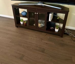 Brown TV Stand with Adjustable Shelves - Can Deliver for a Fee