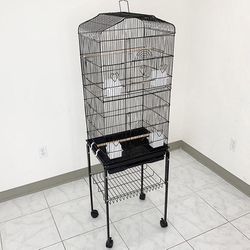 (NEW) $55 Small to Medium Bird Cage 60” Tall Parrot Parakeet Cockatiel Bird Cage 18x14x60” Rolling Stand 