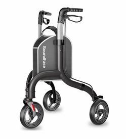 Lightweight 3 Wheel Walkers for Seniors, Foldable Aluminum Frame Weighs only 10.2lbs, Height Adjustable, Removable Storage Bag, Three Wheel Rollator W