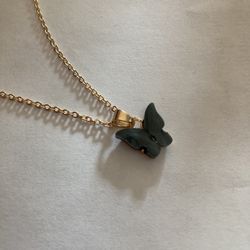 black Cute Butterfly Pendant Necklace