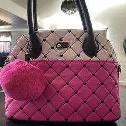 Betsey Johnson pink and white bag