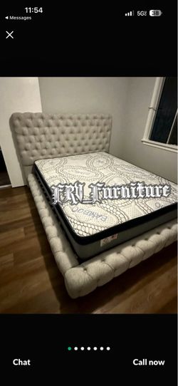 New queen bed frame with mattress