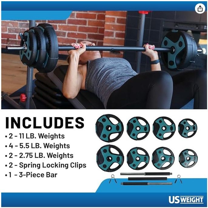 US Weight 54 lb Barbell Weight Set – Barely Used