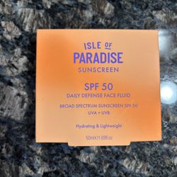 NEW ISLE OF PARADISE SUNSCREEN SPF 50 DAILY DEFENSE FACE FLUID FULL SIZE $15!
