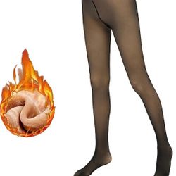 Fleece Lined Tights Women Leggings Thermal Pantyhose Fake Translucent Tights Opaque High Waisted Winter Warm Sheer Tight