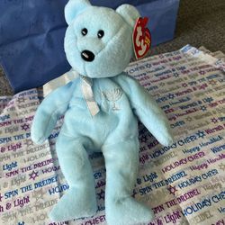 TY Beanie Baby - HAPPY HANUKKAH (MENORRAH) - the Bear (8.5 inch) - MWMT's