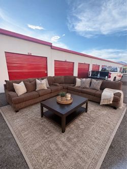 Large Brown Sectional Couch– $499