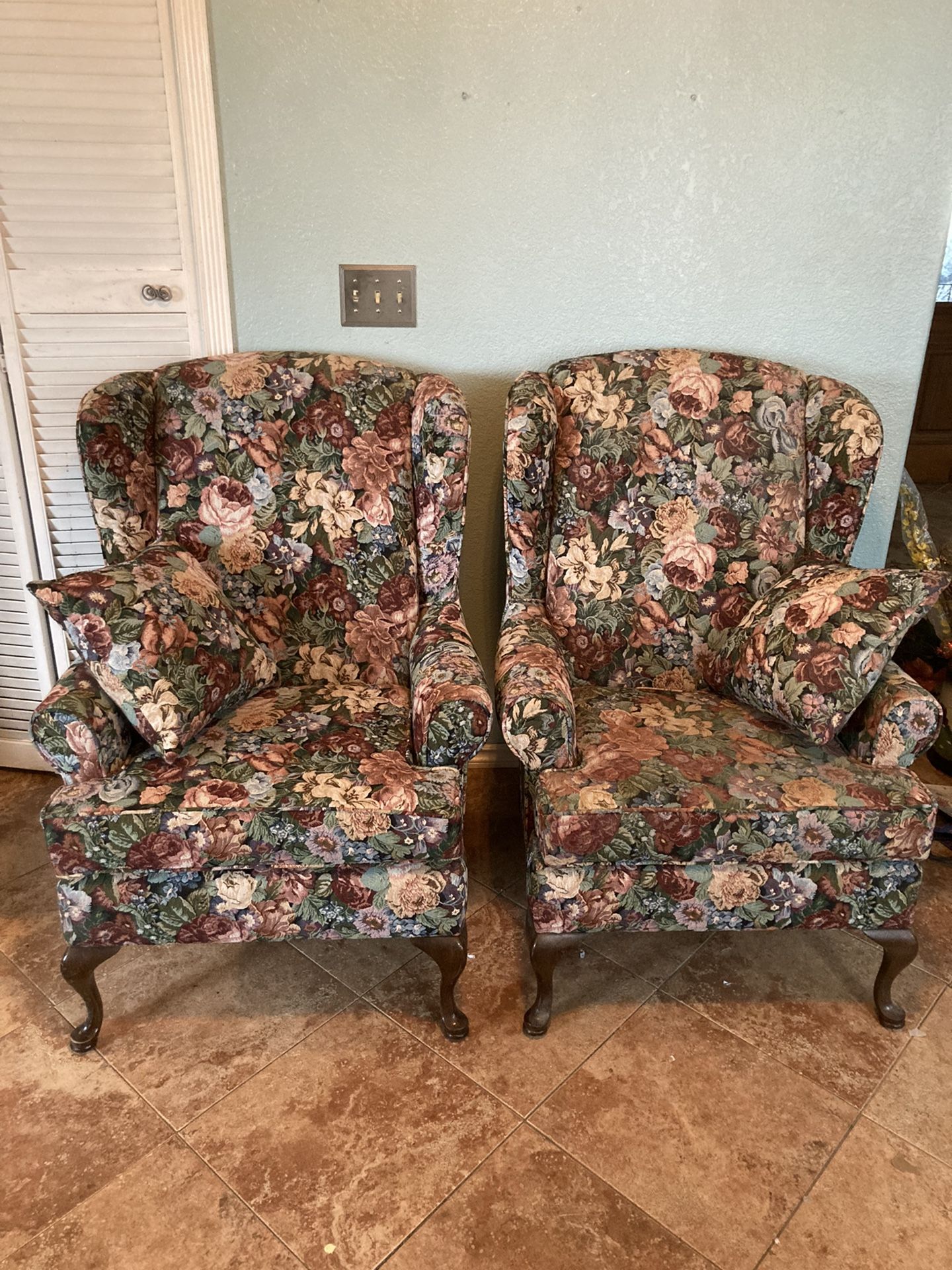 Floral Wingback Armchairs