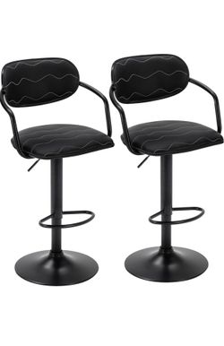 Bar Stools Set of 2, Adjustable Counter Height Barstools with Back and Arm