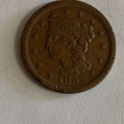 1852 Braided Hair Large One Cent Copper Coin “Rare”