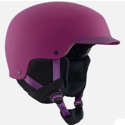 Burton Anon Aera Matte Pink Purple Snowboarding Helmet Padded Faux Fur Soft With Visor And Go Pro Mount And Box