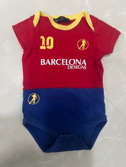 Barcelona Designs Soccer Bodysuit 12-18 Months Red Blue One Piece