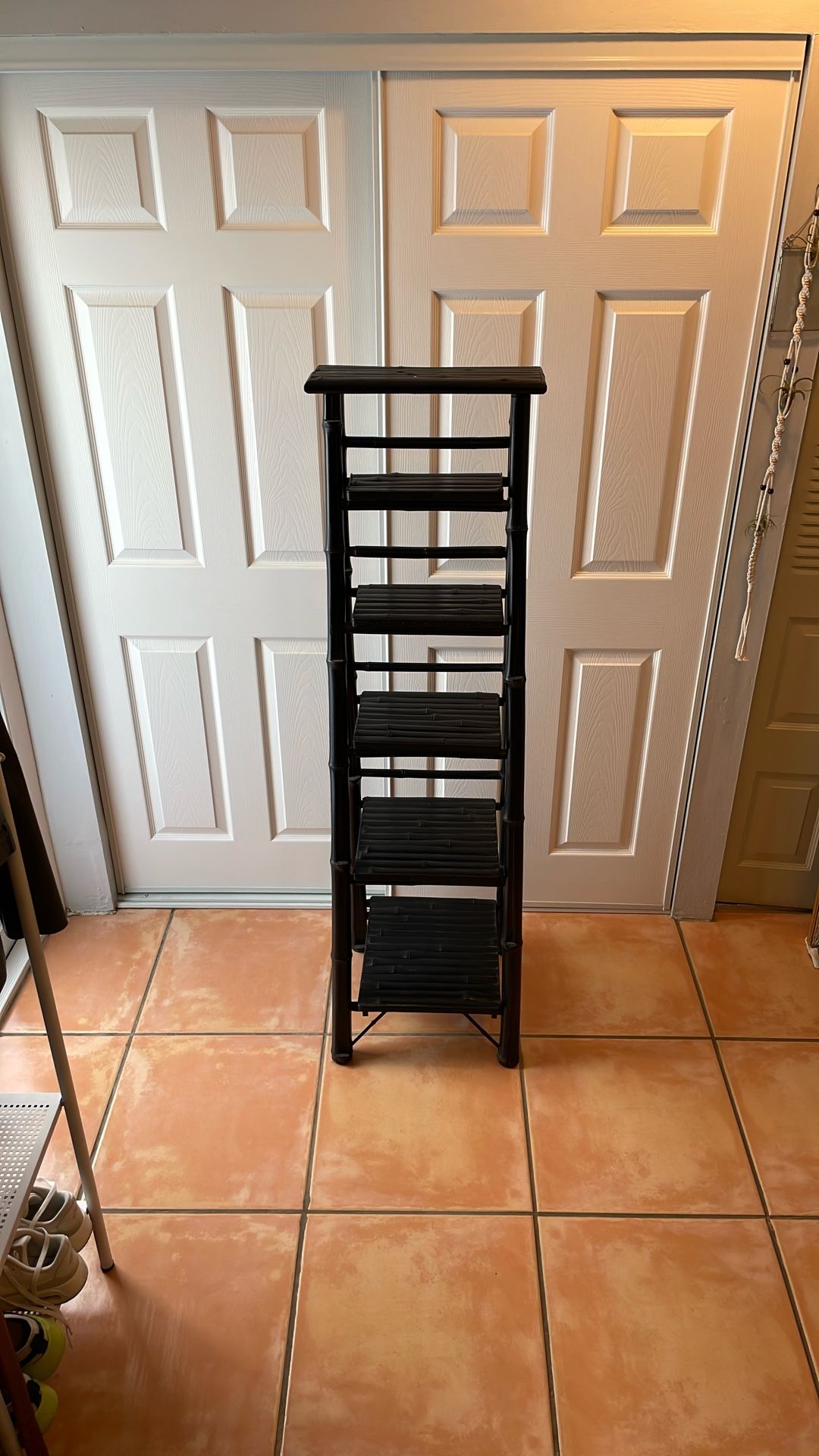 Vintage Bamboo Folding Ladder Shelf