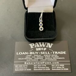 Pendant / Sapphire And Diamond  14kwg  .24 Ctw 0.7 Dwt  ( Layaway Or Acima Leasing )