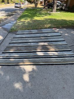 Crate and Barrel Large Area 8ft x 10 ft 100% Wool Rug with Striped Pattern