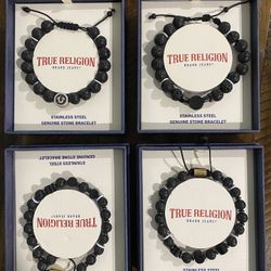 True Religion, Stainless Steel Genuine Stone Bracelet 