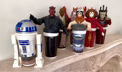 Vintage 1999 Star Wars Episode I KFC Taco Bell Pizza Hut Collectible Cups and Toppers
