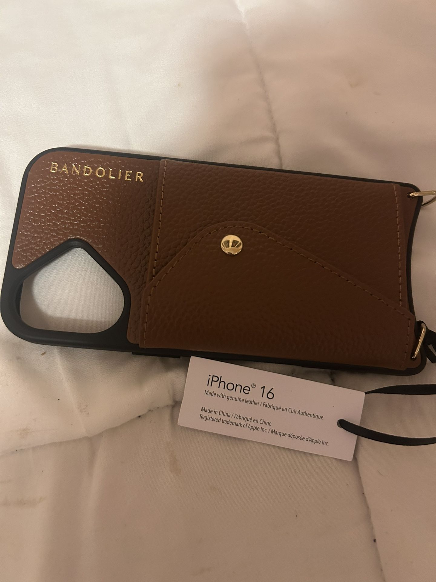 BANDOLIER Hailey iPhone 16 CROSSBODY PHONE CASE IN COGNAC/GOLD
