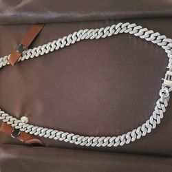 20" 925 Sterling Silver Real Diamonds Necklace 