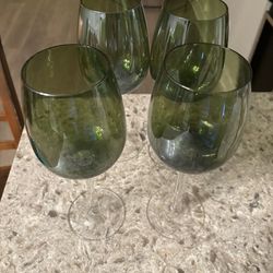 Sea Glass Wine Glasses & Turquoise Summer Plate Sets 