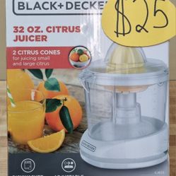 BLACK+DECKER 32oz Citrus Juicer, Adjustable Pulp Control with Pulp Basket, White, CJ625