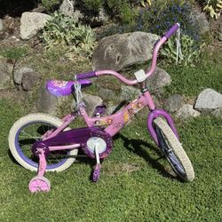 Huffy Disney Princess 16" Girls' Bike with Training Wheels and matching helmet.