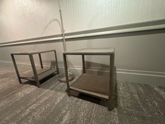 Pair of Gray Shagreen-Wrapped Side Tables
