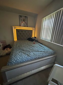 Queen bed frame with headboard