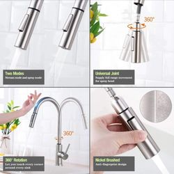 Sensor Touch Kitchen Sink Faucet Pull Out Sprayer Mixer Tap Brushed Nickel 